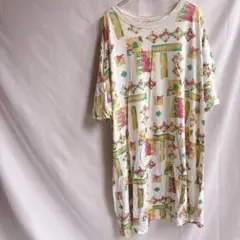 【超希少】90s ヴィンテージ 総柄Tシャツ 身幅80 ゆるだぼ 1X 綿100