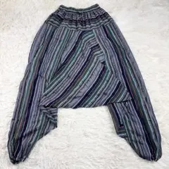 サルエルパンツ マルチストライプ ゆるだぼ イージーパンツ アジアン