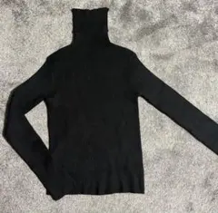ANAPタートルネック リブニット セーター ブラック 長袖 指あきデザイン