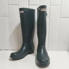 ☆美品☆HUNTER トールレインブーツ 25㎝ オリーブリーフ - メルカリ