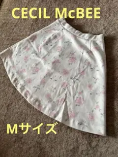 セシルマクビー　フレアスカート 花柄 ピンク系 フラワープリント　膝上フェミニン