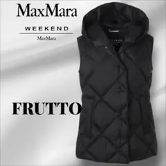 美品✨'S MaxMara ダウンベスト 高級フォックスファー ネイビー 42 マックスマーラ ザ・キューブ MAX MARA THE CUBE ダウンベスト