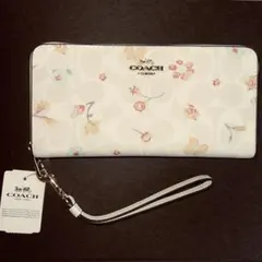 【新品未使用】COACH コーチ長財布 C8695 SV/WE 白 ホワイト花柄