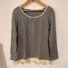 earth music&ecology ♡ 裾レースボーダーカットソー 長袖 S