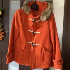 オレンジ ファー付きダッフルコート