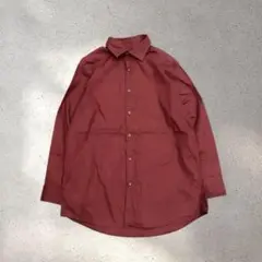 長袖シャツ モダンフィット L ボルドー シティーボーイ 古着 ビジネスシャツ