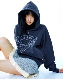 Trinite studio hoodieハート型猫プリントジップアップパーカー - メルカリ