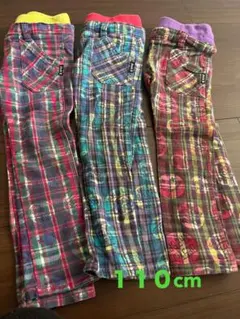 Junk Store★ ロングパンツ 3本セット 110cm チェック柄のサムネイル