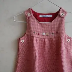 美品 familiar ファミリア 赤チェック ワンピース 80