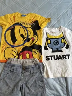 ミッキー・ミニオンTシャツ2枚セット 110cm