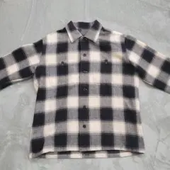 メンズ　チェックシャツ　ブラック　ホワイト　オシャレ