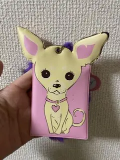 新品　チワワ　犬　デザイン　カードホルダー　定期入れ　キーホルダー