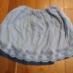 花柄刺繍のストライプスカート