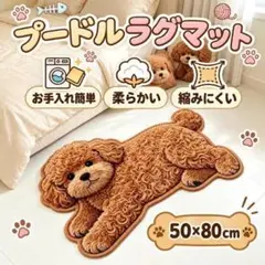 50×80cm プードル 犬 洗えるラグマット 玄関マット バスマット