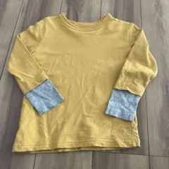レイヤード風 長袖カットソー マスタード×グレー