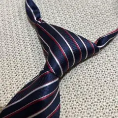 COMME CA ISM ネクタイ L ネイビー 赤 ストライプ