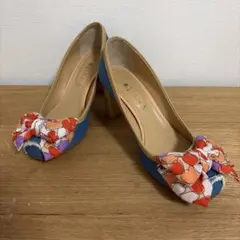 D LAYLA ハート柄リボンパンプス 中ヒール