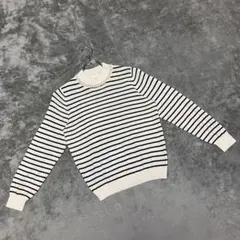 【アースミュージック】（M）ニット セーター ボーダー ビジューネック 長袖