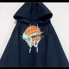NIKE ナイキ パーカー フーディ ブラック ラバープリント XXL ゆるだぼ