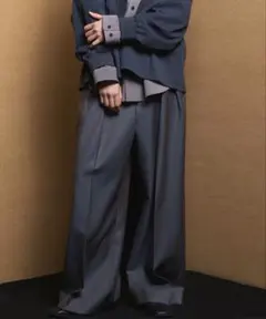 メゾンスペシャル 4色 シャンブレー ウール ワイド スノー パンツ