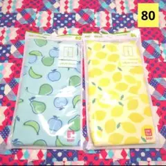 ユニクロ　レギンス　レギュラーフィット　レモン柄　七分丈　新品　80　2点セット