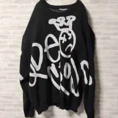 ロデオクラウンズ ワイドボウル ビッグロゴ ニット L ゆるだぼ 黒