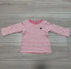 DOUBLE.B ピンクと白のストライプ長袖Tシャツ