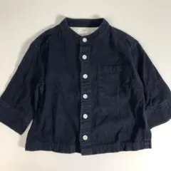 子供服 80㎝ 無印良品 ノーカラーシャツ シャツ ネイビー F1A063