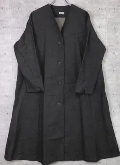 鎌倉スワニー レトロ ネオ森ガール 古着 Aライン ブラックデニム ロングコートのサムネイル