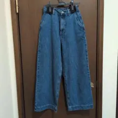 coen 裏起毛ワイドデニムパンツ