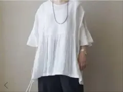 journal standard luxe 60リネン ギャザープルシャツ 白