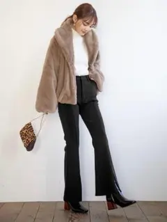 GRL センター切り替えスリットフレアパンツ 　L ブラック