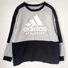 adidas アディダス　トレーナー　グレー　ブラック　切り替え　裏起毛　160