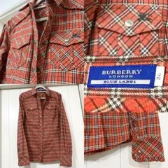 美品✨BURBERRY BLUE LABEL ノバチェック柄シャツ オレンジ36