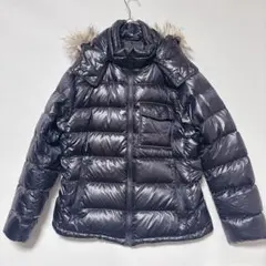 UNIQLOファーブラック ダウンジャケット フード付き 脱着 光沢