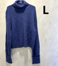 暖かいRAMIRALラミラル【40】青 タートルネックセーター