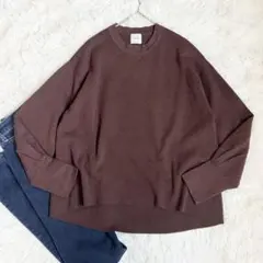 スピックアンドスパン　ウール混　ブラウン　ニット　プルオーバー　セーター　長袖