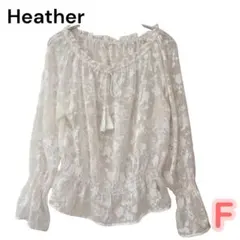 Heather ヘザー 花柄シアーブラウス オフショルダー フリル アイボリーFのサムネイル