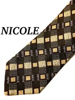 2本目半額 極美品 NICOLE チェック柄 ネクタイ シルク グリーン