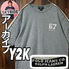 希少XL ポロジーンズ ラルフローレン 90s Y2K リンガーTシャツ 杢のサムネイル