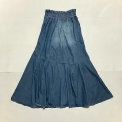 デニム風　ロングスカート フレア フェード感 カジュアル ナチュラル　春コーデ