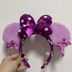 ミニーマウス風 紫色カチューシャ