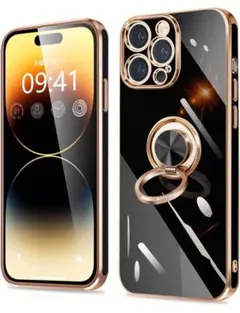 iPhone14 Pro ケース リング付き　ブラック