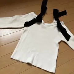 INGNI ホワイトオフショルダーリブセーター