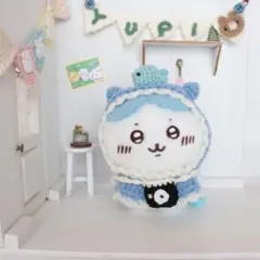 ちいかわほわほわマスコット(立ちポーズハチワレ) 頭にお魚 ねこ耳ワンピ セット