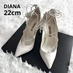 DIANA ダイアナ ポインテッドトゥ レースアップハイヒールパンプス ホワイト