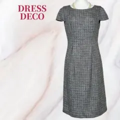 ✨タグ付き新品✨ドレスデコ ツイード 半袖ワンピース M ペプラム リボン付