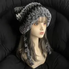 あ*ん様 【ゲリラオークションstart】203ハンドメイド編み物　猫耳ニット帽