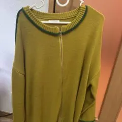 Adoon plain ハーフジップ ニット マスタード グリーンのサムネイル