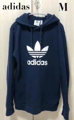 ★adidas アディダス 裏毛 パーカー ネイビー トレフォイル M★のサムネイル